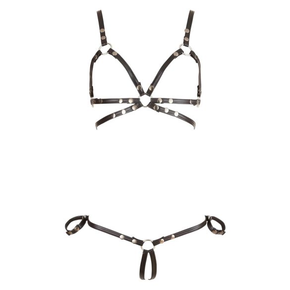Cottelli Bondage - body harness bikini decorativo lucido - nero - M