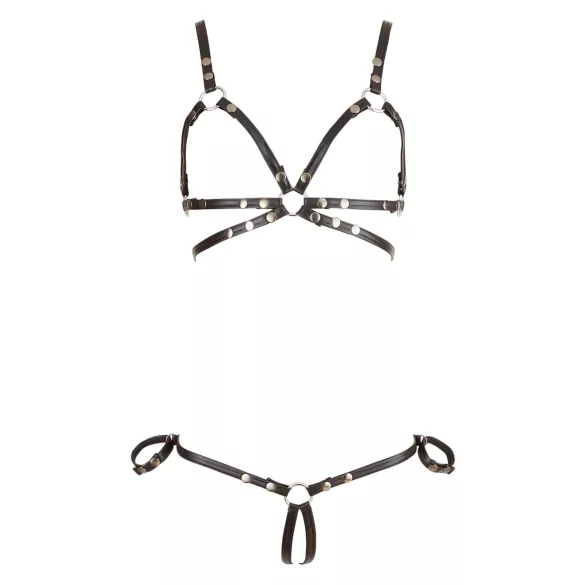 Cottelli Bondage - body harness bikini decorativo lucido - nero - L