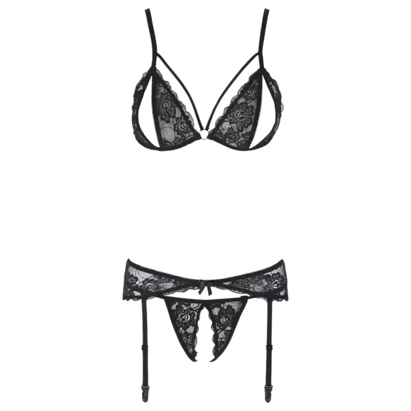 Cottelli - completo intimo aperto in pizzo nero - XL