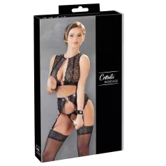   Cottelli Bondage - set di lingerie in pizzo + manette (4 pezzi)