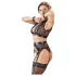 Cottelli Bondage - set di lingerie in pizzo + manette (4 pezzi) - M