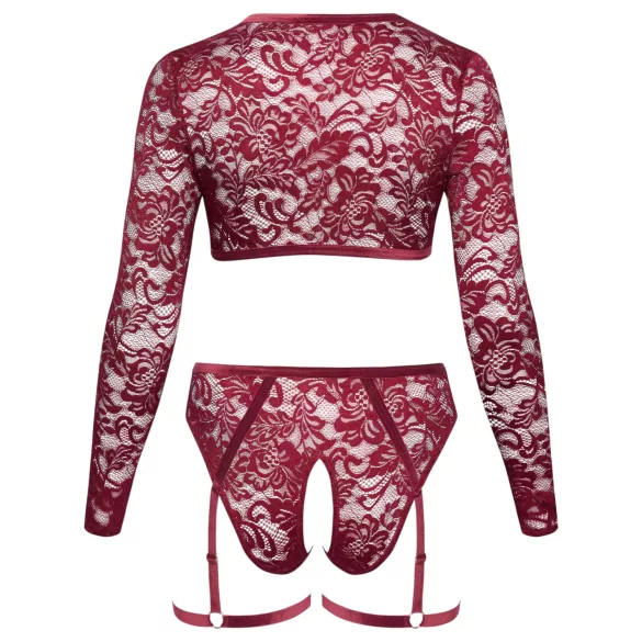 Cottelli Curves - set intimo maniche lunghe pizzo rosso