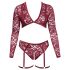 Cottelli Curves - set intimo maniche lunghe pizzo rosso - 3XL