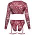 Cottelli Curves - set intimo maniche lunghe pizzo rosso - 3XL
