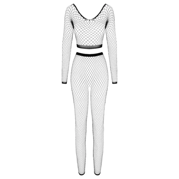 Cottelli - completo intimo a maniche lunghe in rete - nero - S-L
