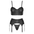 Cottelli - set corsetto con cerniera, reggicalze e perizoma (nero)
