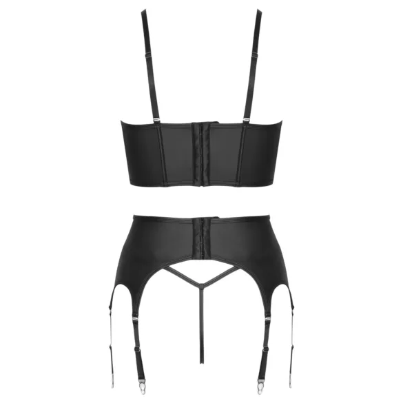 Cottelli - set corsetto con cerniera, reggicalze e perizoma (nero)
