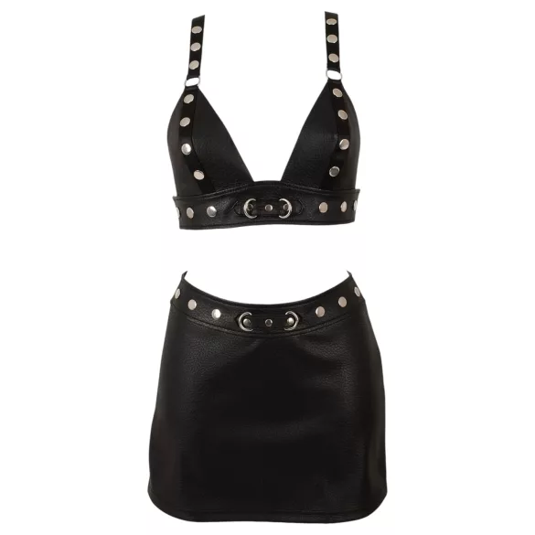 Cottelli - completo top e minigonna in similpelle (nero) - L