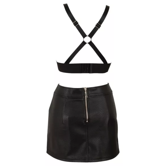 Cottelli - completo top e minigonna in similpelle (nero) - L