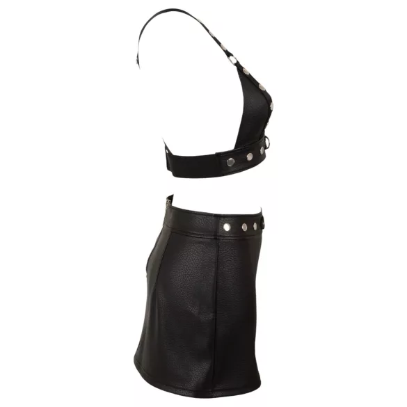 Cottelli - completo top e minigonna in similpelle (nero) - L