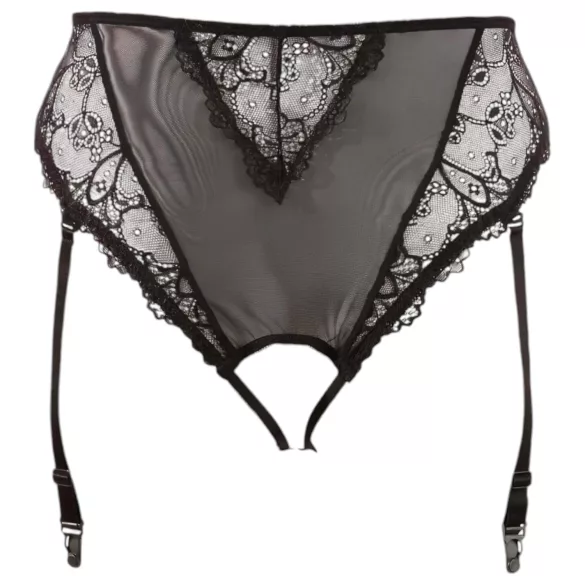 Cottelli Plus Size - perizoma con reggicalze in pizzo (nero) - XXXXL