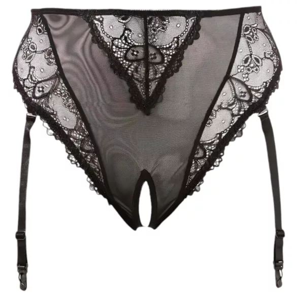 Cottelli Plus Size - perizoma con reggicalze in pizzo (nero) - XXXXL