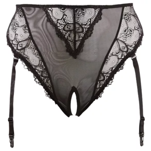 Cottelli Plus Size - perizoma con reggicalze in pizzo (nero) - XXXXL