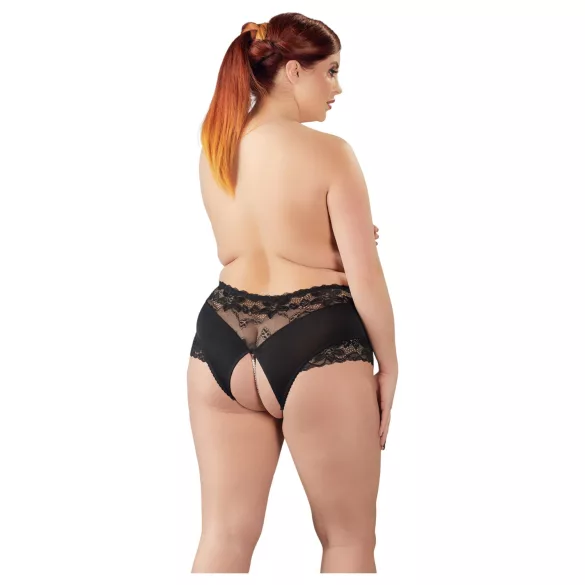 Cottelli Plus Size - slip aperto con pizzo e perle - nero