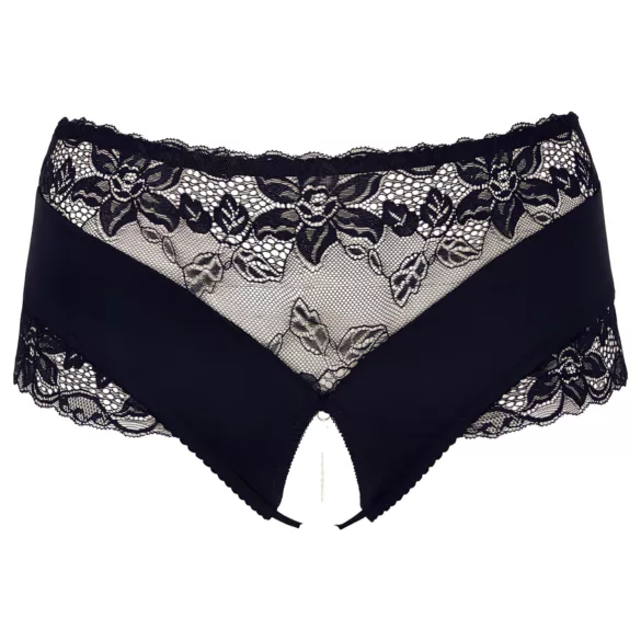 Cottelli Plus Size - slip aperto con pizzo e perle - nero - 3XL
