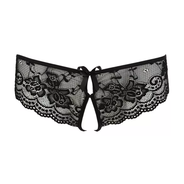 Cottelli - slip donna aperto con fiocco e pizzo - nero - M