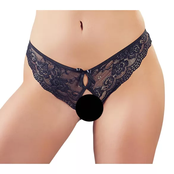 Cottelli - slip donna aperto con fiocco e pizzo - nero - XL