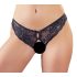 Cottelli - perizoma nero aperto con pizzo e fiocco - XL