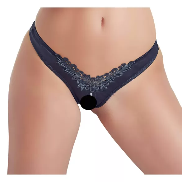 Cottelli - slip donna aperto con perline e fiori - nero - M