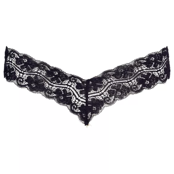 Cottelli - tanga pizzo con doppia perla - nero - M
