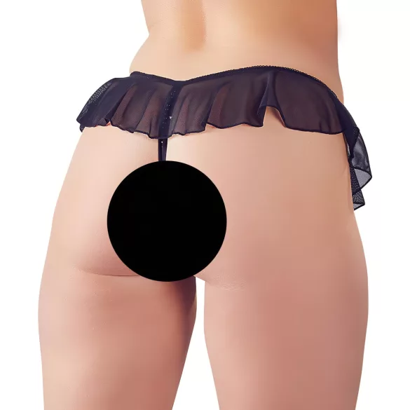 Cottelli - perizoma aperta con perle e volant - nero - XL