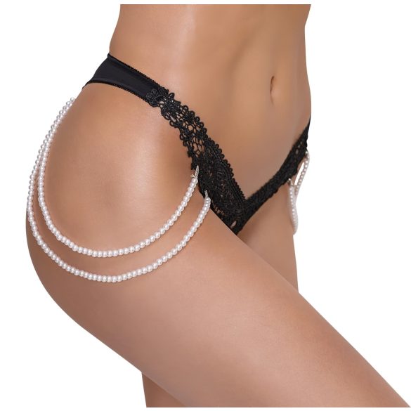 Cottelli - lusso, tanga ricamato con perle (nero)