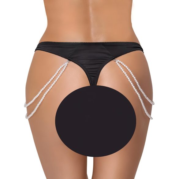 Cottelli - lusso, tanga ricamato con perle (nero) - M/L
