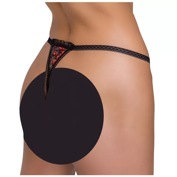 Cottelli - tanga di lusso con perle e rose - nero