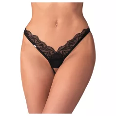 Obsessive - tanga trasparente in pizzo - nero