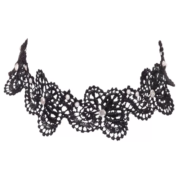 Cottelli - collarino pizzo con perle - nero
