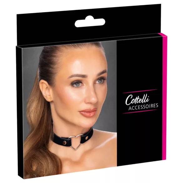 Cottelli - collar con cuore - ecopelle nera