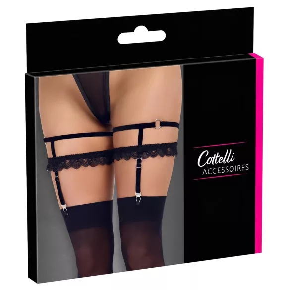 Cottelli - reggicalze decorato - nero - L/XL