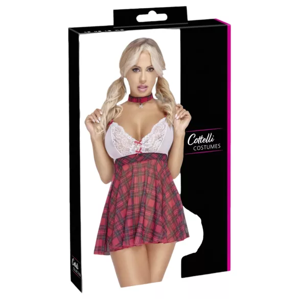 Cottelli - costume da studentessa - rosso e bianco - XL