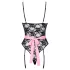 Cottelli - costume cameriera sexy trasparente - nero/rosa