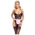 Cottelli - trasparente costume cameriera (nero-rosa) - M
