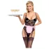 Cottelli - costume cameriera sexy trasparente - nero/rosa - L