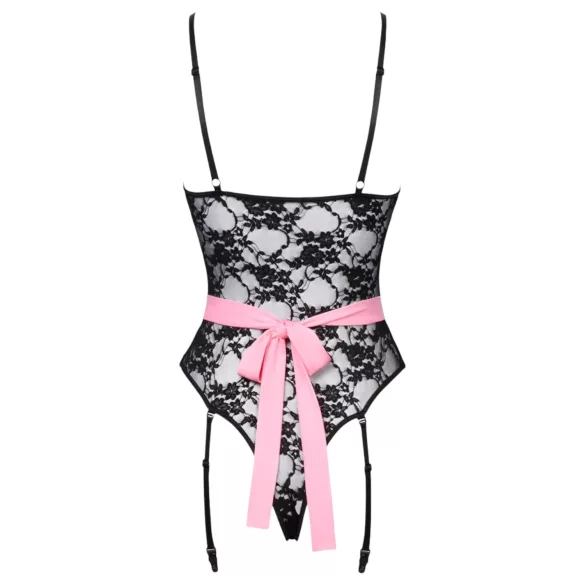 Cottelli - costume cameriera sexy trasparente - nero/rosa - L