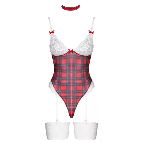 Cottelli - body a quadri rosso - set erotico - M