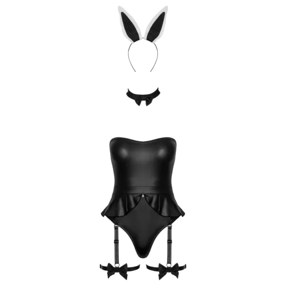 Cottelli - costume da coniglietta sexy - nero - 3 pezzi
