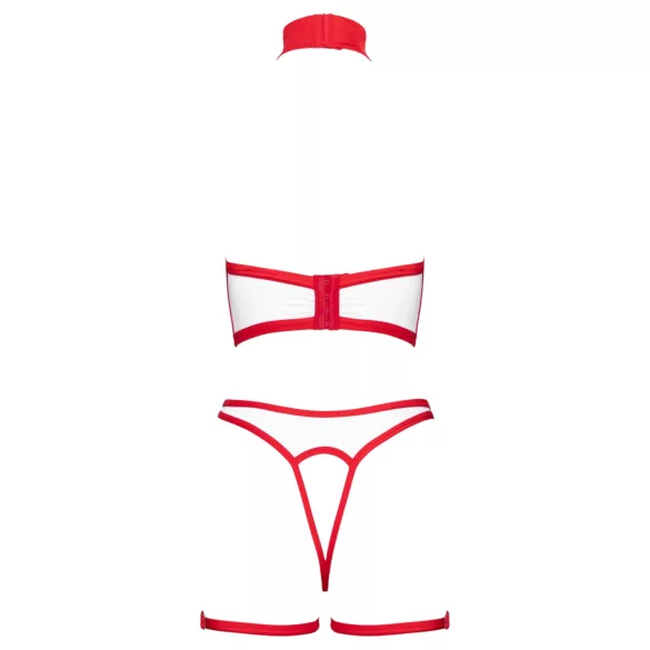 Cottelli - completo da infermiera aperto (bianco-rosso)