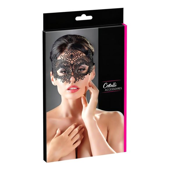 Cottelli - Maschera nera ricamata effetto pizzo