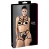 Cottelli - trio di lingerie con imbracatura decorativa per il corpo (nero, S-L)