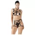 Cottelli - trio di lingerie con imbracatura decorativa per il corpo (nero, S-L)