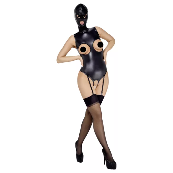 Bad Kitty - body aperto sotto e sopra con maschera orale - nero - L