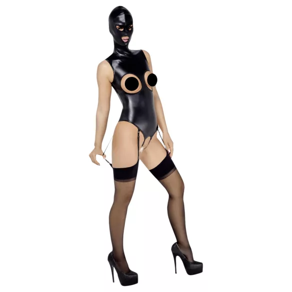 Bad Kitty - body aperto sotto e sopra con maschera orale - nero - XXL