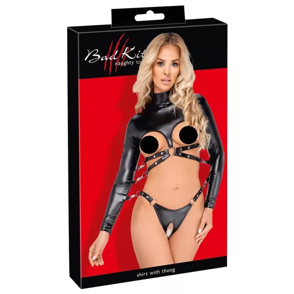 Bad Kitty - set bondage seno scoperto (nero) - L