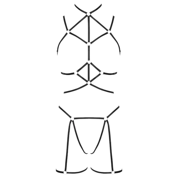 Cottelli - body harness decorativo e tanga (nero) - (S-L)
