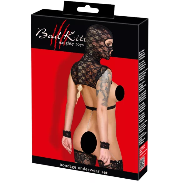 Bad Kitty - set BDSM in pizzo (nero) - L