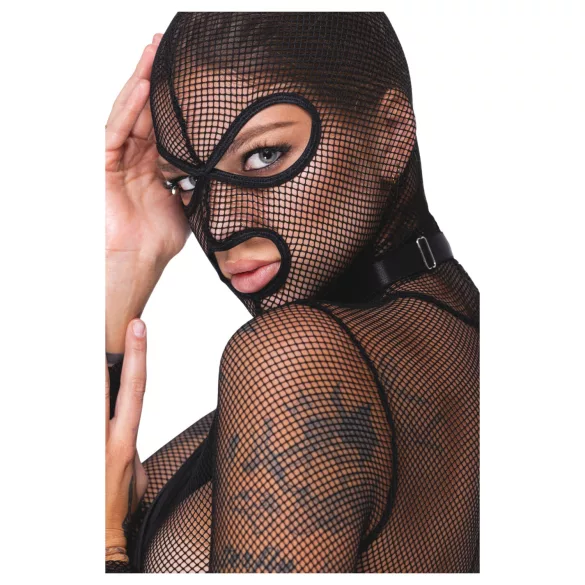 Bad Kitty - set BDSM in rete trasparente con frustino (nero)