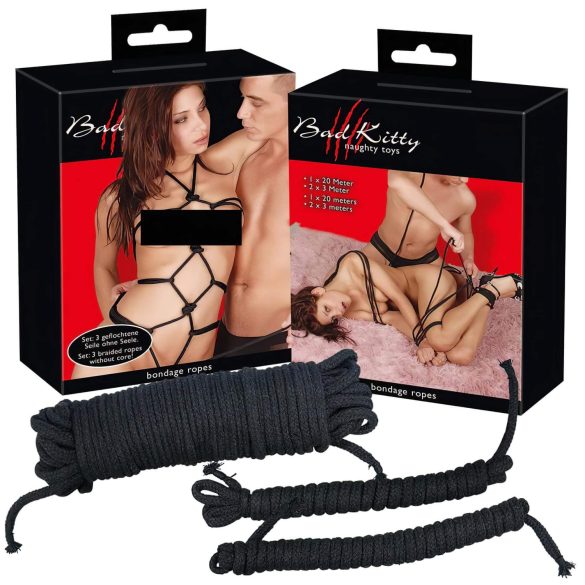 Bad Kitty - Set bondage corde - nylon nero
